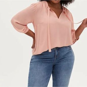 Peach neck tie georgette blouse from Torrid